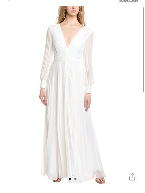Badgley Mischka Pleated White Dress